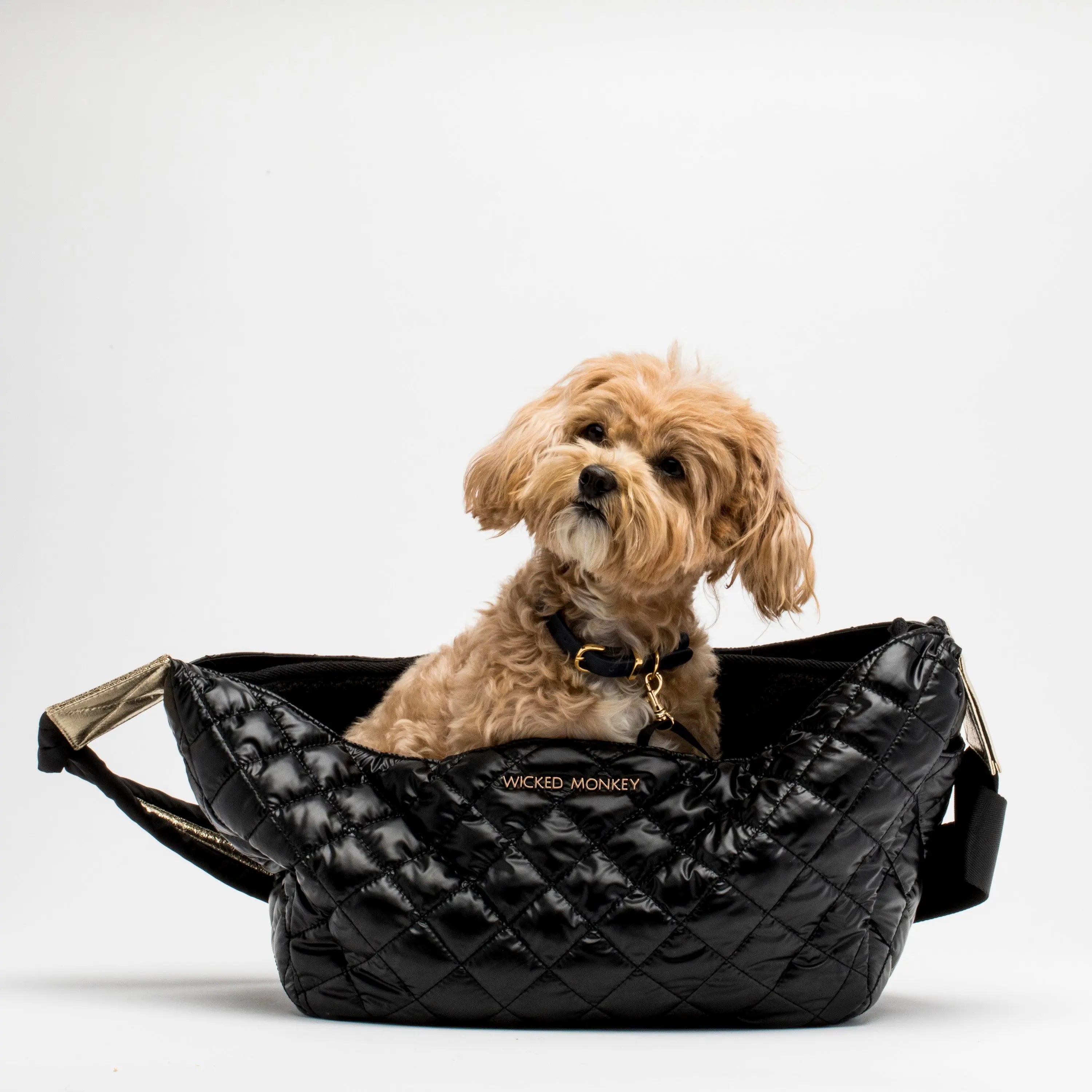 Black Quilted Dog Bag