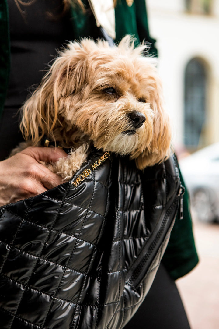 Black Quilted Dog Bag Wicked Monkey