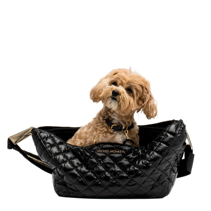 Black Quilted Dog Bag